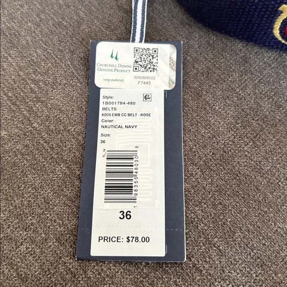 Vineyard vines Kentucky derby navy rose belt men’s 36 - Picture 3 of 7